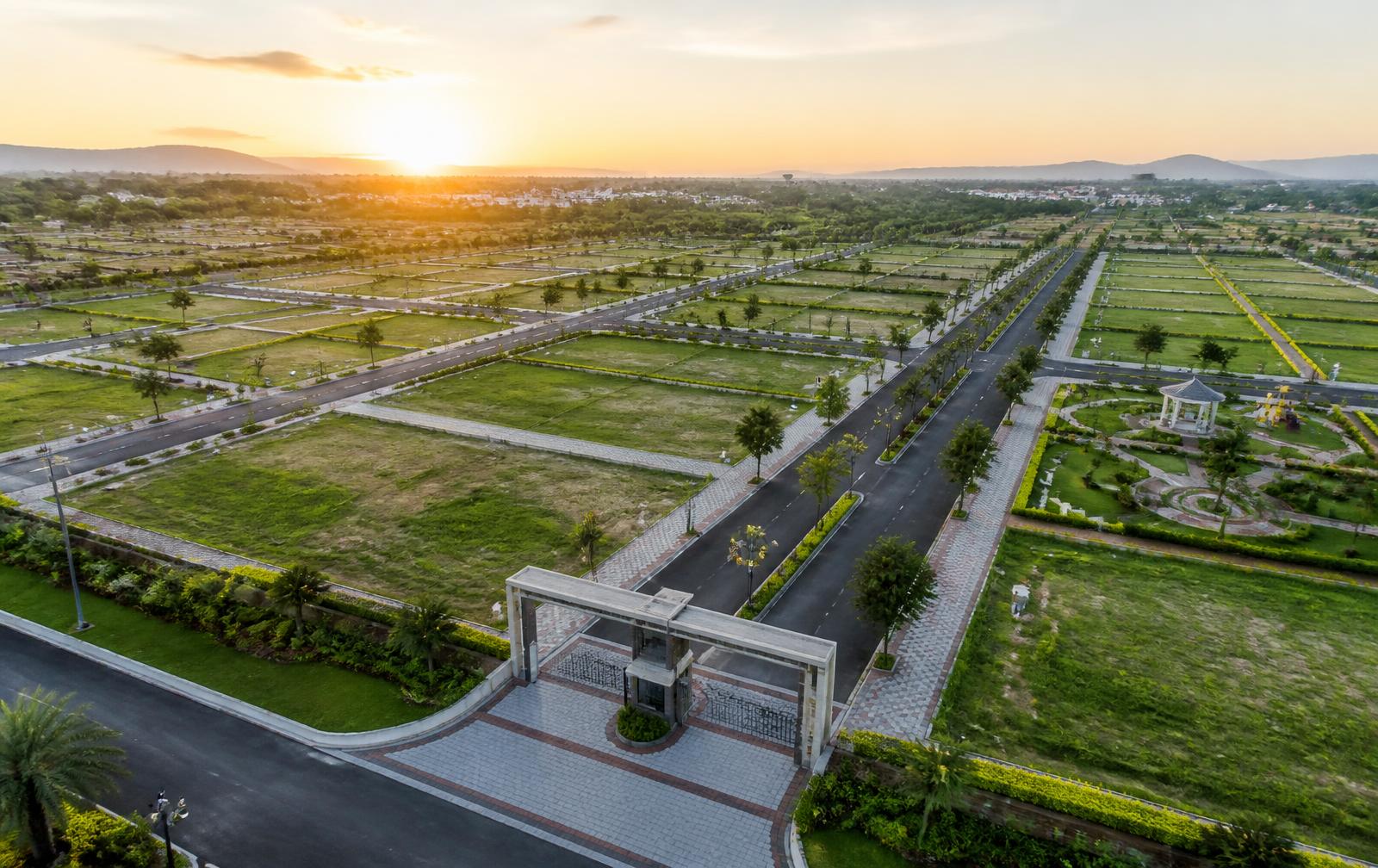 Aerial view of Samasthaa Vanadhi plotted layout